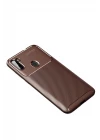 Samsung Galaxy A11 Kılıf Auto Focus Karbon Kapak - Kahverengi