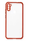 Samsung Galaxy A11 Kılıf Miami Şeffaf Silikon - Kırmızı