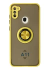 Samsung Galaxy A11 Kılıf Montreal Yüzüklü Silikon Kapak - Sarı