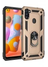 Samsung Galaxy A11 Kılıf Sofya Yüzüklü Silikon Kapak - Gold