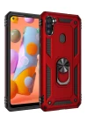 Samsung Galaxy A11 Kılıf Sofya Yüzüklü Silikon Kapak - Kırmızı