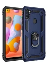 Samsung Galaxy A11 Kılıf Sofya Yüzüklü Silikon Kapak - Lacivert