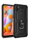 Samsung Galaxy A11 Kılıf Sofya Yüzüklü Silikon Kapak - Siyah