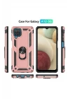 Samsung Galaxy A12 Kılıf Sofya Yüzüklü Silikon Kapak - Rose