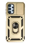 Samsung Galaxy A13 4G Kılıf Pars Lens Yüzüklü Silikon - Gold