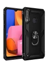 Samsung Galaxy A20S Kılıf Sofya Yüzüklü Silikon Kapak - Siyah
