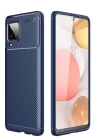 Samsung Galaxy A22 Kılıf Auto Focus Karbon Kapak - Lacivert