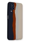 Samsung Galaxy A22 Kılıf Ebruli Lansman Silikon - Lacivert-Krem