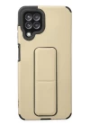 Samsung Galaxy A22 Kılıf Mega Standlı Silikon - Gold