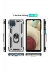 Samsung Galaxy A22 Kılıf Sofya Yüzüklü Silikon Kapak - Gümüş