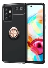 Samsung Galaxy A72 Kılıf Range Yüzüklü Silikon - Siyah-Gold
