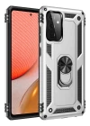 Samsung Galaxy A72 Kılıf Sofya Yüzüklü Silikon Kapak - Gümüş