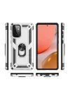 Samsung Galaxy A72 Kılıf Sofya Yüzüklü Silikon Kapak - Gümüş