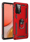 Samsung Galaxy A72 Kılıf Sofya Yüzüklü Silikon Kapak - Kırmızı