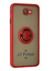 Samsung Galaxy J7 Prime Kılıf Montreal Yüzüklü Silikon Kapak - Kırmızı