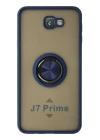 Samsung Galaxy J7 Prime Kılıf Montreal Yüzüklü Silikon Kapak - Lacivert