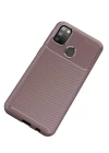 Samsung Galaxy M30S Kılıf Auto Focus Karbon Kapak - Kahverengi