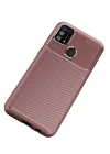 Samsung Galaxy M31 Kılıf Auto Focus Karbon Kapak - Kahverengi