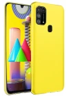 Samsung Galaxy M31 Kılıf Nano içi Kadife Silikon - Sarı