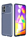 Samsung Galaxy M31S Kılıf Auto Focus Karbon Kapak - Lacivert