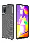 Samsung Galaxy M31S Kılıf Auto Focus Karbon Kapak - Siyah
