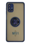 Samsung Galaxy M51 Kılıf Montreal Yüzüklü Silikon Kapak - Lacivert