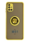 Samsung Galaxy M51 Kılıf Montreal Yüzüklü Silikon Kapak - Sarı