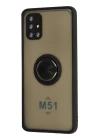 Samsung Galaxy M51 Kılıf Montreal Yüzüklü Silikon Kapak - Siyah