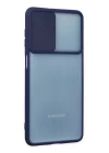 Samsung Galaxy M52 5G Kılıf Palm Buzlu Kamera Sürgülü Silikon - Lacivert