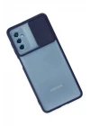 Samsung Galaxy M52 5G Kılıf Palm Buzlu Kamera Sürgülü Silikon - Lacivert