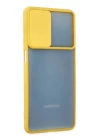 Samsung Galaxy M52 5G Kılıf Palm Buzlu Kamera Sürgülü Silikon - Sarı