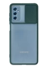 Samsung Galaxy M52 5G Kılıf Palm Buzlu Kamera Sürgülü Silikon - Yeşil
