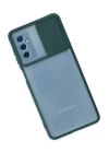 Samsung Galaxy M52 5G Kılıf Palm Buzlu Kamera Sürgülü Silikon - Yeşil