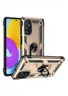Samsung Galaxy M52 5G Kılıf Sofya Yüzüklü Silikon Kapak - Gold