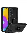 Samsung Galaxy M52 5G Kılıf Sofya Yüzüklü Silikon Kapak - Siyah