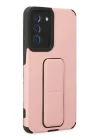 Samsung Galaxy S21 FE Kılıf Mega Standlı Silikon - Pudra