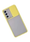 Samsung Galaxy S21 FE Kılıf Palm Buzlu Kamera Sürgülü Silikon - Sarı