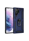 Samsung Galaxy S21 Ultra Kılıf Sofya Yüzüklü Silikon Kapak - Lacivert