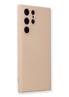 Samsung Galaxy S22 Ultra Kılıf Nano içi Kadife Silikon - Pudra