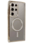 Samsung Galaxy S24 Ultra Kılıf Joke Simli Magneticsafe Kılıf - Gold