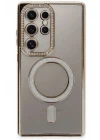Samsung Galaxy S24 Ultra Kılıf Joke Simli Magneticsafe Kılıf - Gold
