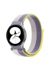 Samsung Galaxy Watch 4 Hasırlı Cırtcırtlı Kordon - Gri-Beyaz