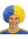 Sarı Mavi Kıvırcık Afro Bonus Peruk Fenerbahçe Bonus Peruk 120 gr