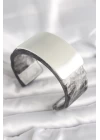 Siyah Mermer Desen Akrilik Plastik Dikdörtgen Plaka Model Vintage Kadın Bilezik - TJ-BB6675