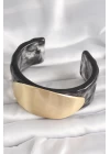 Siyah Mermer Desen Akrilik Plastik Gold Oval Plaka Model Vintage Kadın Bilezik - TJ-BB6683