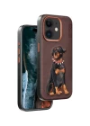 Venco iPhone 11 Perma Desenli Kapak - Koyu Kahve