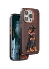 Venco iPhone 15 Pro Perma Desenli Kapak - Koyu Kahve
