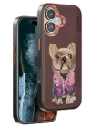 Venco iPhone 16 Cute Desenli Kapak - Koyu Kahve