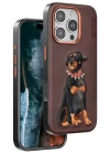 Venco iPhone 16 Pro Perma Desenli Kapak - Koyu Kahve