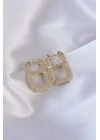 Vip Seri Pirinç Gold Renk Zirkon Taşlı Serenay Küpesi - TJ-BKP9071